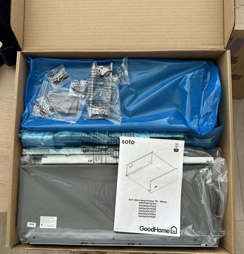 Essentials Drawer Box Deep Bi Material Matt Grey Soft Close Slimline Sides 500mm — image 3