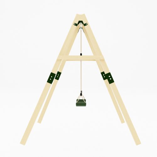 GALACTICA Outdoor Wooden Frame Single Plastic Swing, Garden Swing for Kids Play — image 4