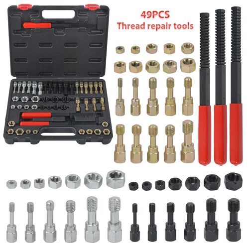 49PC Thread Repair Chaser Kit UNC UNF Metric Thread Restorer Tap and Die Tool — image 2