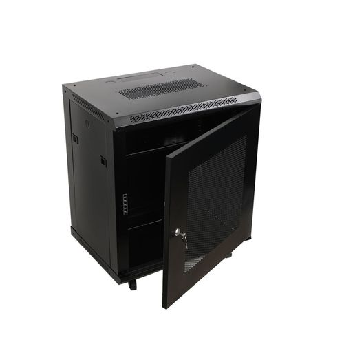 12U 450mm Black Network Cabinet Data Comms Wall Rack with wheels — image 5