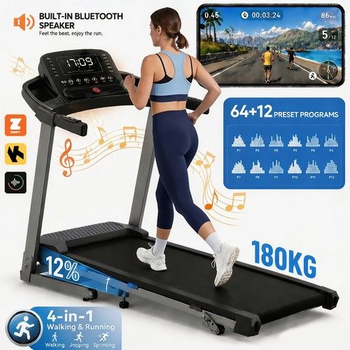 3.5HP Foldable Treadmill with Incline 12% Folding Treadmills for Home 2-12KM/H