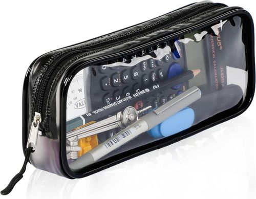 Clear Pencil Case Black | 22x4x9 cm Stylish, Practical and Transparent Pencil C — image 1