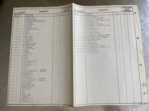 Rare! Orig. LEICA LEICAVIT Repair Manual Servicing Parts Intern A4 E. Leitz