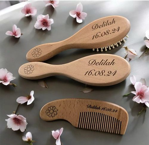 Personalised Baby Hair Brush Set Baby's First Brush Set Newborn Christening Gift — image 14