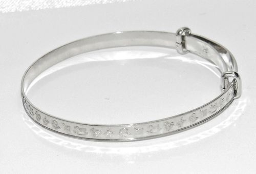 Sterling Silver Expanding Baby Bangle - NURSERY PATTERN -  NEW - Gift Boxed — image 7