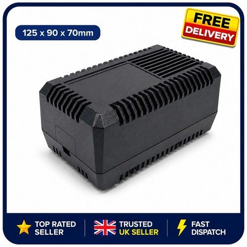 Black Vented Plastic Electronics Project Box Enclosure ABS Case 125x90x70mm DIY