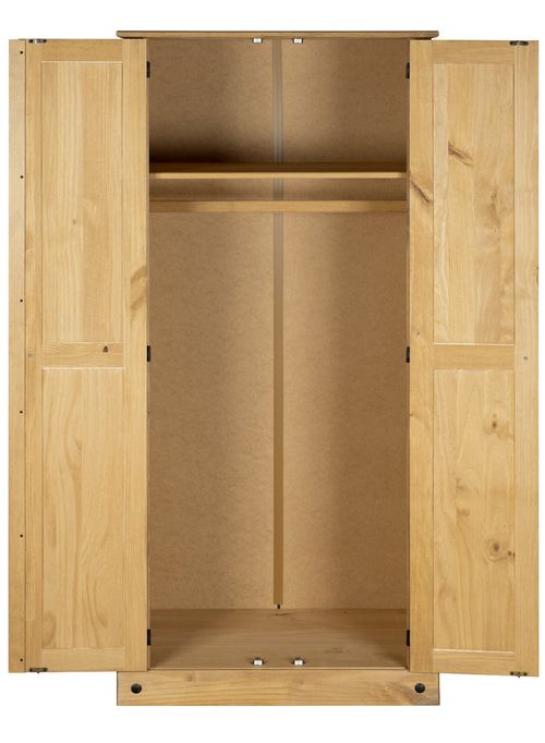 Corona Wardrobe 2 Door Bedroom Solid Mexican Pine Wood Flat Top — image 5