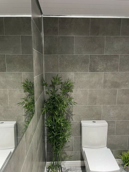 Grey Bathroom Cladding Tile Effect 8mm PVC Wall Panels Shower Wet Wall 4 Pack — image 5