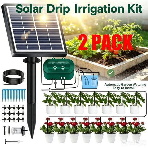50FT Automatic Garden Solar Drip Irrigation System Kit,Auto Watering Kit DIY UK