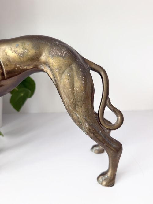 Large Solid Brass Greyhound Whippet Dog Statue Vintage — image 7