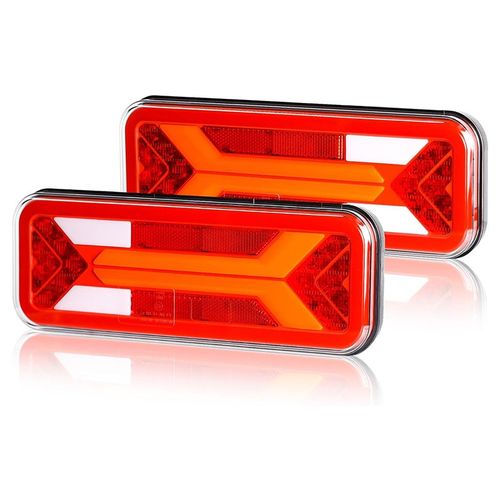 2pcs 12V 24V LED Neon Rear Tail Light Dynamic Indicator Truck Trailer 5 Function — image 2