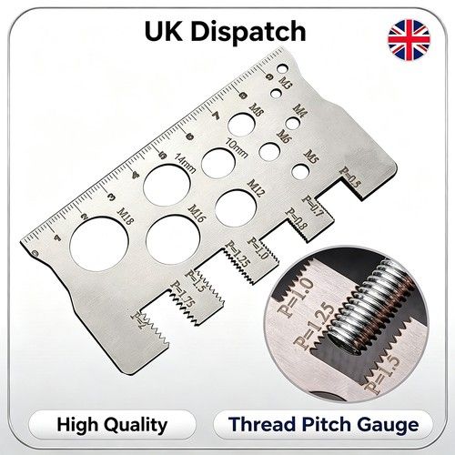 Metric Thread Pitch Gauge Stainless Steel Screw Bolt Nut Size Checker Ruler