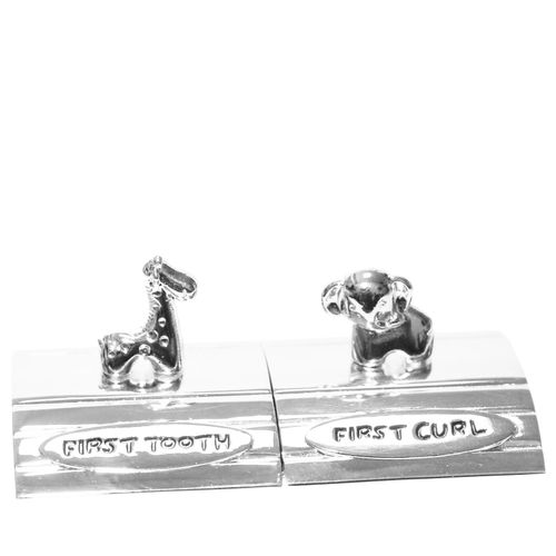 Baby First Tooth / Curl Trinket Box Silver Plated - Animals — image 4