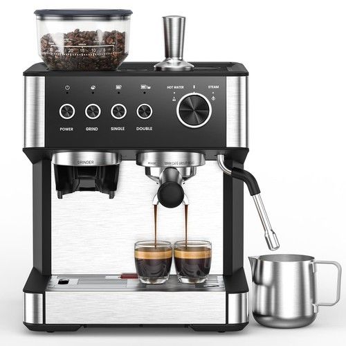 Semi-Automatic Bean-to-Cup Coffee Machine with Built-in Coffee Grinder & Steam
