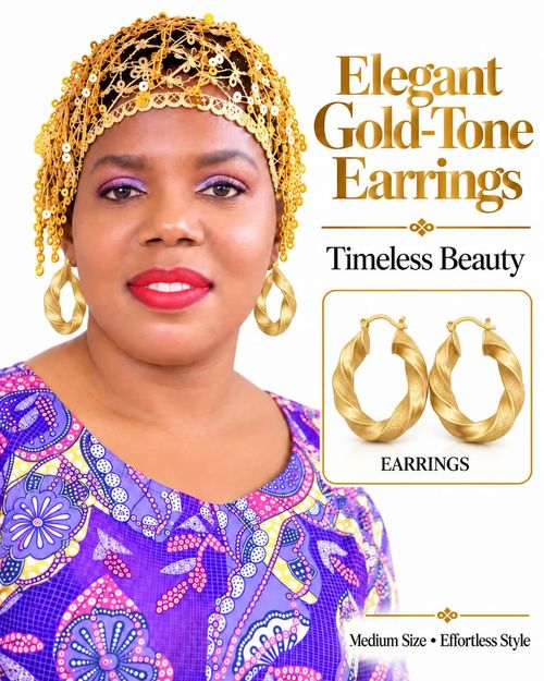 ELEGANT GOLD TONE EARRINGS — image 1