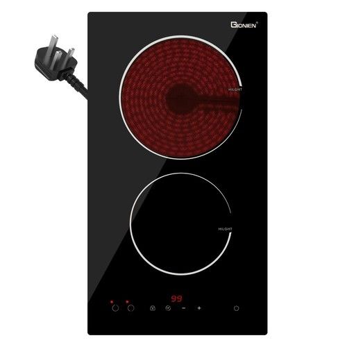 Plug in Ceramic Hob, 30CM 2 Rings Electric Hob, Double Electric Hobs, 2900W