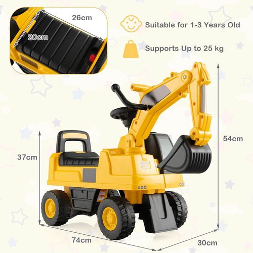 Yellow Ride-On Excavator - Rotatable Digging Bucket, Anti-Slip Wheels — image 7