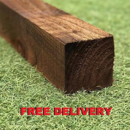 Timber Fence Posts 3x3 4x4 Treated Brown Timber Fencing Gate Post 75mm 100mm — image 1