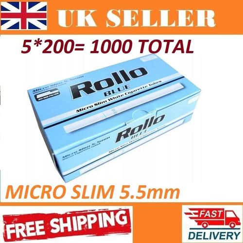 5*200=1000 ROLLO BLUE MICRO SLIM 5.5mm EMPTY CIGARETTE TUBES NEW PRODUCT ! ! ! — image 1