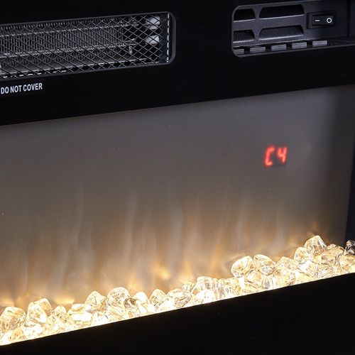 70inch Gloss Black TVs Stand Unit Cabinet with Electric Fireplace & 12 LED Light — image 3