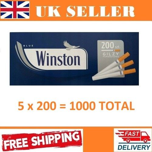 WINSTON BLUE 5 x 200 (1000)  EMPTY CIGARETTE FILTER TUBES BEST PRODUCT