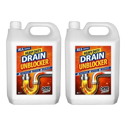Sink & Drain Unblocker, 2 x 5 Litre, Heavy Duty, Fast acting One Chem Essentials