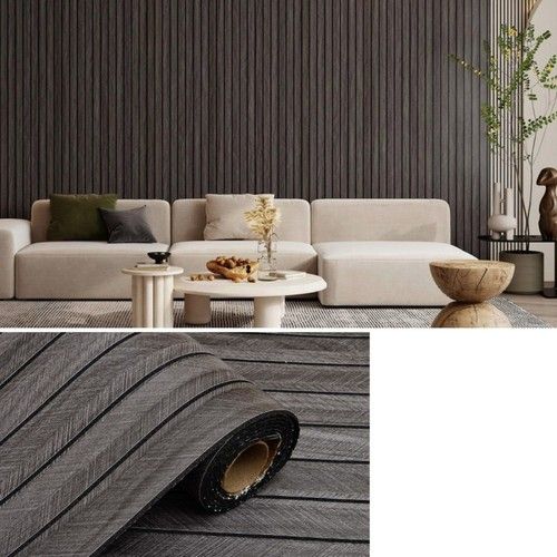 1x Self-Adhesive PVC Slat Wall Panels Removable For Easy DIY Textured Wall Decor
