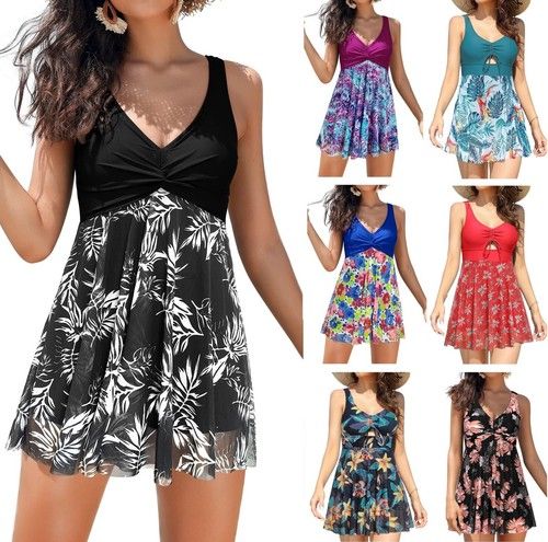 Mesh Swim dress Swimming Costume Tummy Control Plus Size Swimwear 6-12,14,16,18+