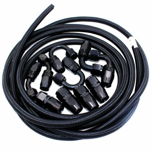 AN8 -8AN AN-8 Fitting Nylon Braided Gas Oil Fuel Hose End Line Pipe Kit SV
