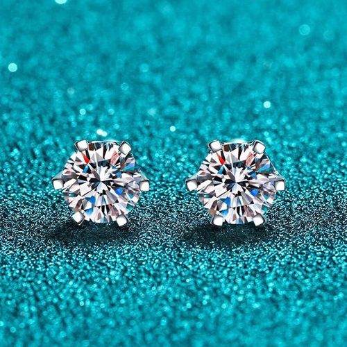 1ct Earrings White Gold Diamond Test Pass Lab-Created VVS1/D/Excellent — image 1