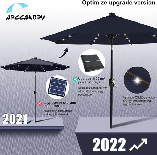 Solar Patio Umbrella LED Lights Garden Parasol Tilt Crank Deck Pool ABCCANOPY — image 6