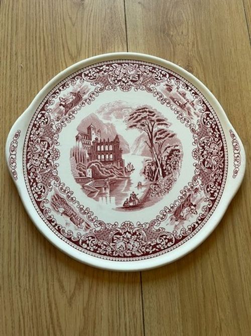 Vintage Old England Anthony Ceramique Red Transferware Serving Plate Platter 12"
