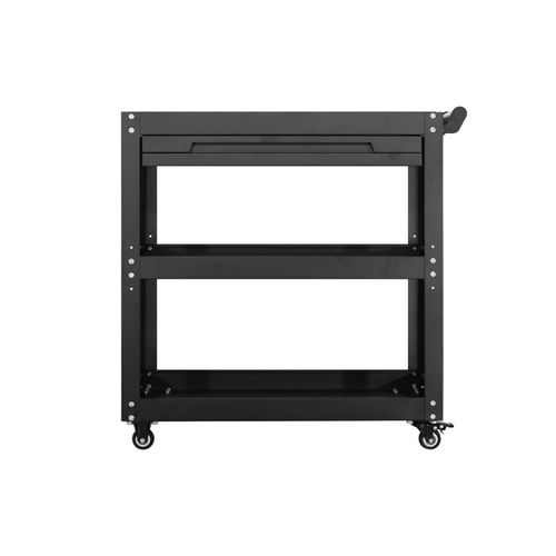 3-Tier Workshop Tool Trolley Cart with Drawer, Steel Garage Storage Cart, Black — image 11
