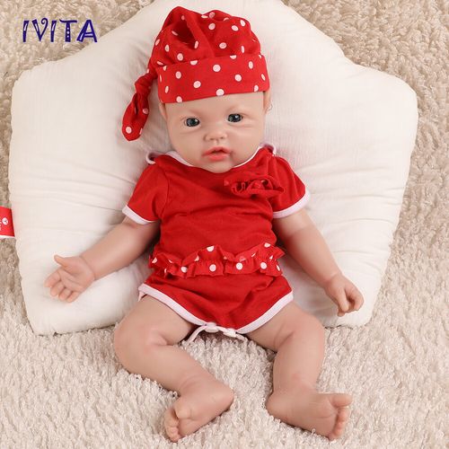 IVITA 17"Cute Baby Girl Full Body Silicone Doll Lifelike Reborn Baby Xmas Gifts — image 3