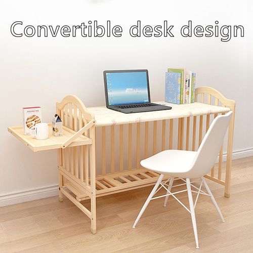 Wooden Baby Crib Bedside Cot 3-in-1 Safe Crib Next to Me From Birth Adjustable — image 8