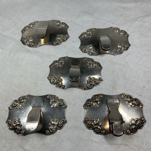 5 Vintage Antique Walker & Hall plate clip tableware EPNS silver plate cutlery