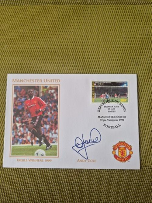 1999 Manchester United Triple Andy Cole signed FDC from BENIN football