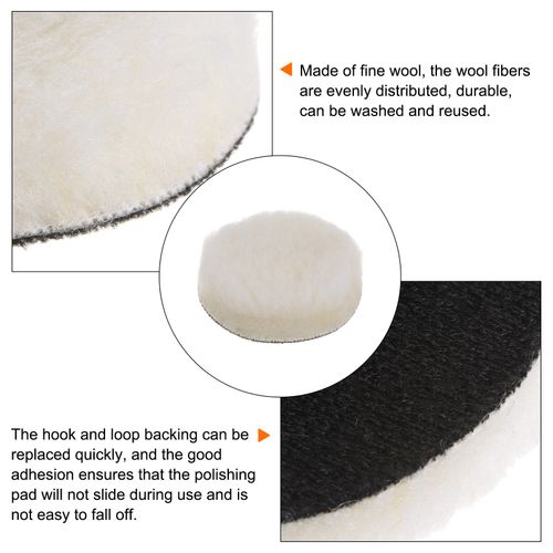 10pcs Wool Buffing Pads 3" Dia Polishing Pad Polishing Buffing Pad Hook & Loop — image 4