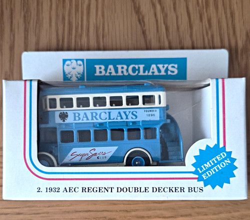 Lledo Barclays 1932 AEC Regent London Double Decker Bus Model