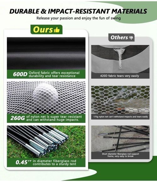 300cm 10 x 7ft Indoor Outdoor Golf Practice-Net Golf Hitting Cage Golf Training — image 4