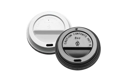 White/Black Plastic Coffee Cup Lids, Hot Drink Sip Lids to Fit Paper Cups 8/12oz — image 1