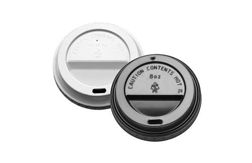 White/Black Plastic Coffee Cup Lids, Hot Drink Sip Lids to Fit Paper Cups 8/12oz