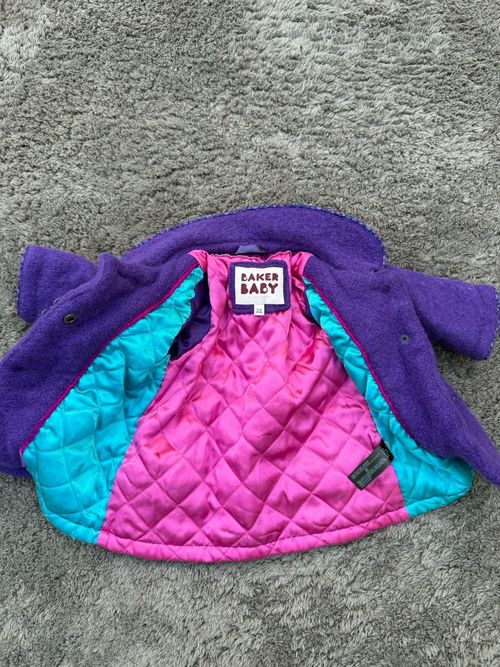 Baker Baby Ted Baker Girls Purple Wool Blend Coat 3-6 Months Pink Lined — image 3