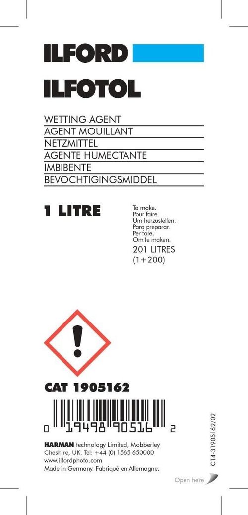 Ilford Ilfotol Wetting Agent 1L - Use as a final rinse for film developing — image 2