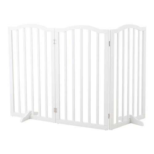 Folding Pet Gate Dog Fence Child Safety Durable Free Standing Wooden Stair Gates — image 8