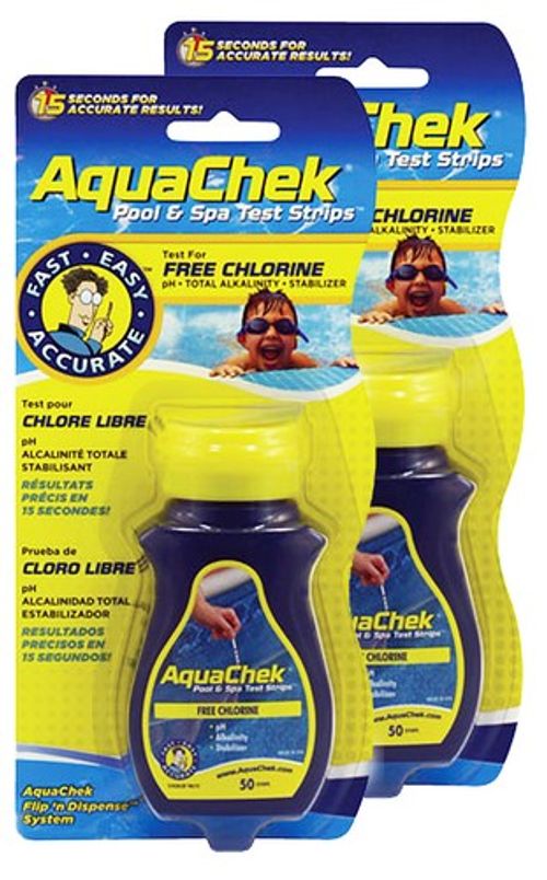 AquaChek Test Strip Chlorine Hot Tub Swimming Pool Spa 2 Pack 100 Strips