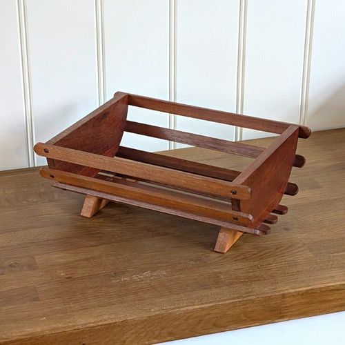 Vintage Slatted Wooden Fruit Bowl / Basket – Craftsman / Mid-Century Style MCM