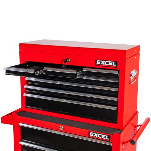 Excel 14 Drawer Top Chest Roller Cabinet & Tool Chest with Tool Tray Black/Red — image 7