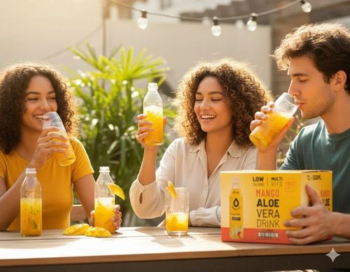 12x500ml Simplee Aloe Vera Mango Drink Real Chunk Tropical Juice Multi Vits — image 4