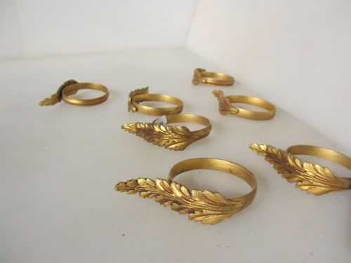 Antique Brass Curtain Rings Victorian Holder Hangers French Rococo Gilt Old x7 — image 9